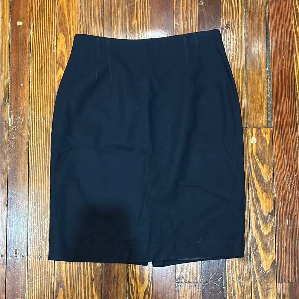 Vintage Jones New York Wool Black Midi Pencil Skirt 10